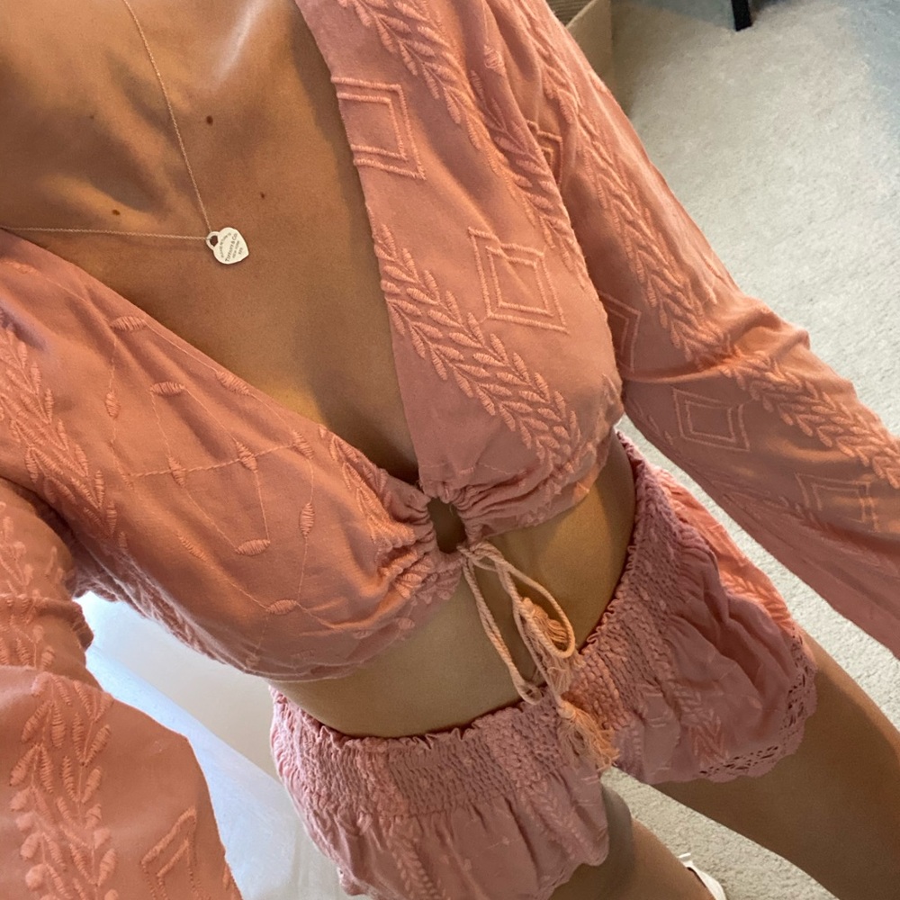 Baby pink boho two piece set